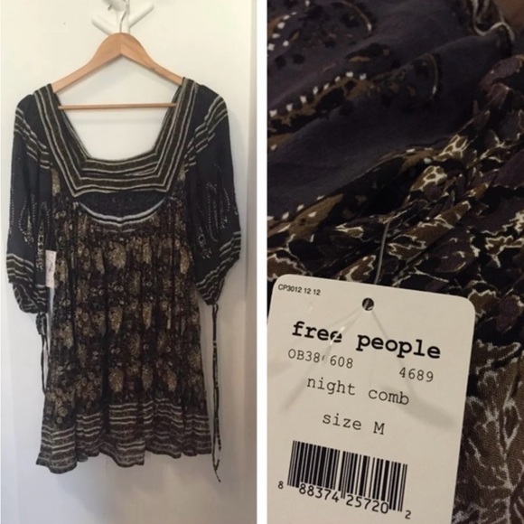 ♥️ NWT Free People Printed Bohemian Mini Dress - Picture 11 of 12